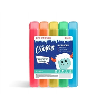 Cool Coolers by Fit + Fresh, Days of the Week Ice Blocks for Lunch Boxes, Multicolored, 5pk.