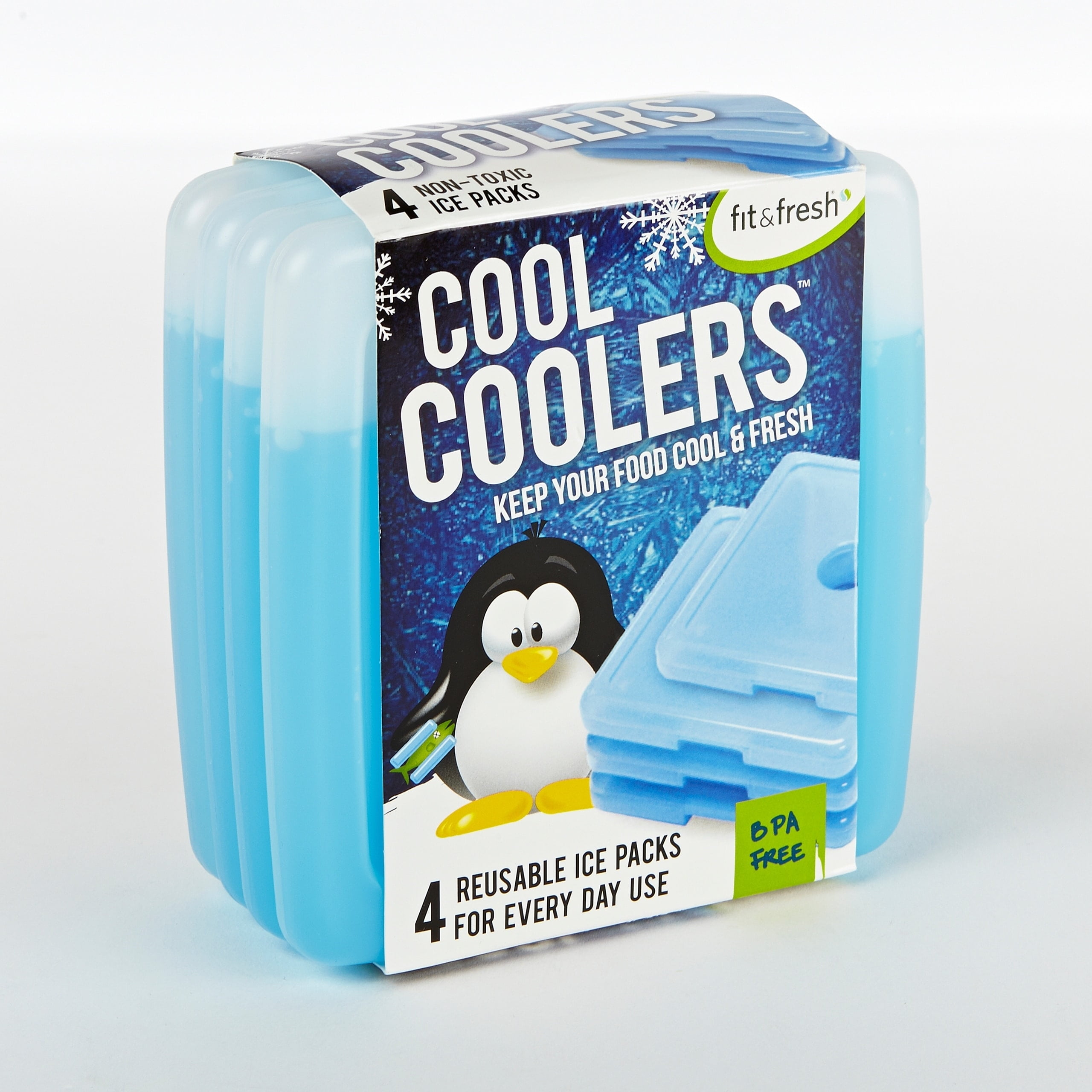 Cool Coolers by Fit + Fresh Slim Kids Ice Packs for Lunch Boxes or Coolers, Blue, 4pk.