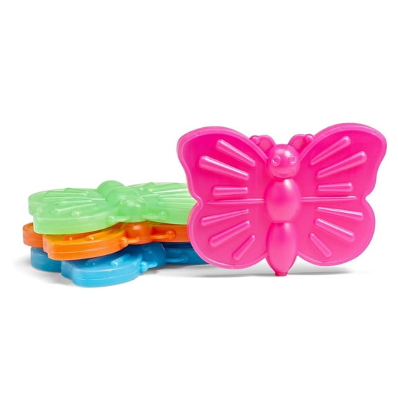 COOL COOLERS Slim Reusable Lunch Box Ice Packs, Multicolored Butterfly, 4 Pack