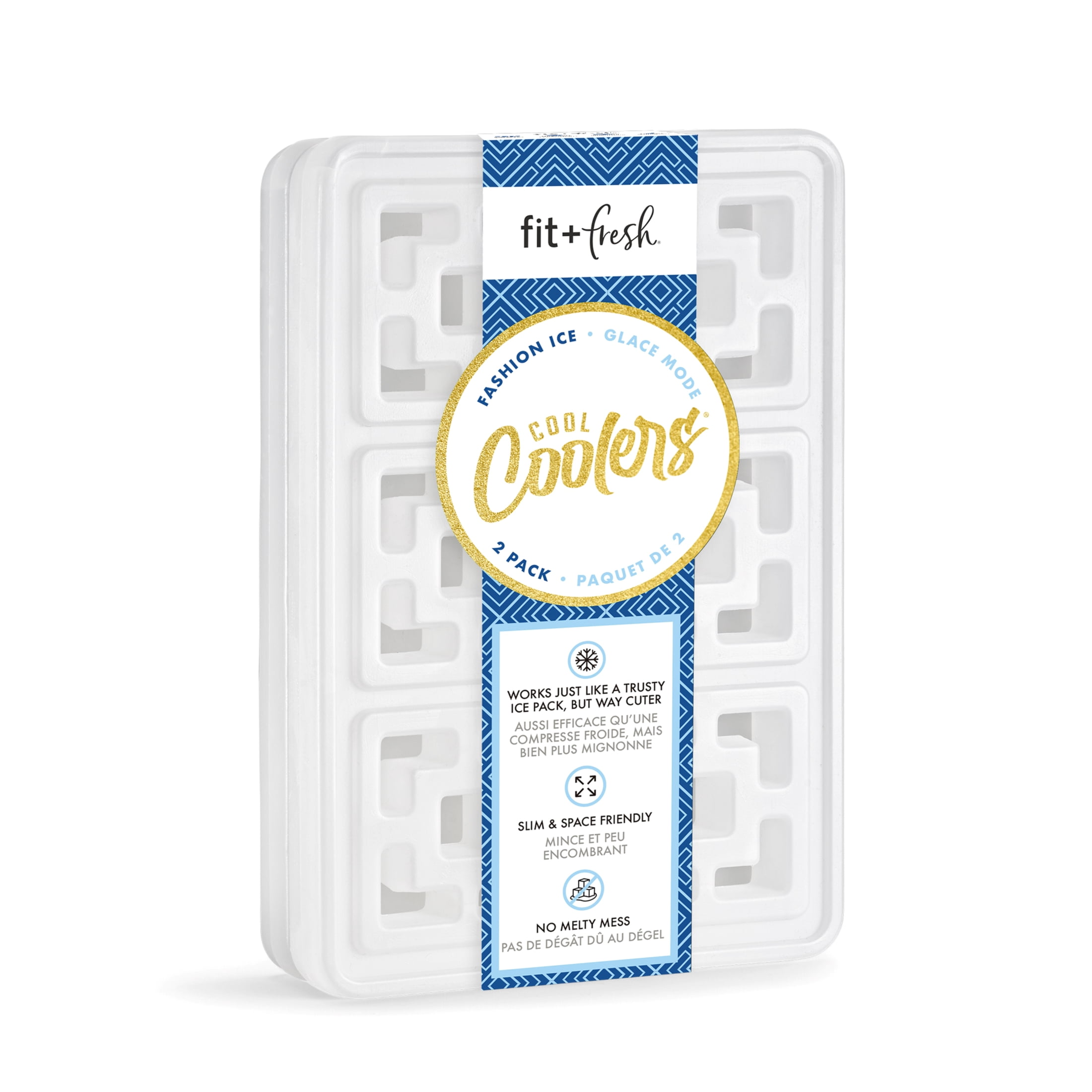 Cool Coolers by Fit + Fresh Slim XL Fashion Ice Packs, Reusable, 2-Pack, White