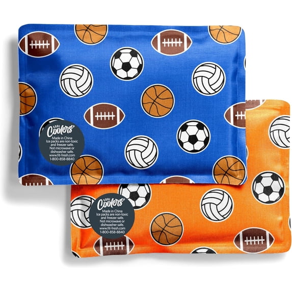 Cool Coolers by Fit & Fresh, Soft Ice Packs for Lunch Box & Cooler Bag, Reusable & Flexible, Sports, 2pk.