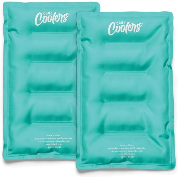 Cool Coolers by Fit + Fresh XL Soft Ice Packs for Lunch Bags & Coolers, Teal, 2pk
