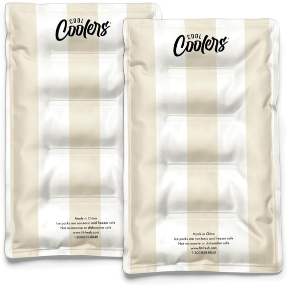 Cool Coolers by Fit + Fresh XL Soft Ice Packs for Lunch Bags & Coolers, Pina Colada Stripe, 2pk