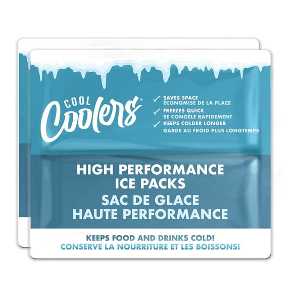 Cool Coolers by Fit + Fresh High Performance Cooler Foil Ice Packs, Reusable Non-Toxic Gel, 2PK