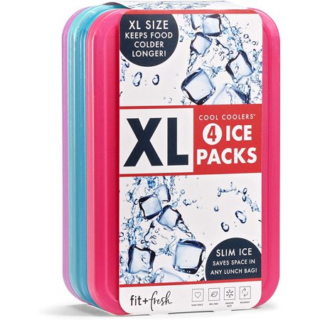 Cool Coolers by Fit + Fresh Slim Compact Reusable XL Ice Pack, Perfect for Lunch Boxes,