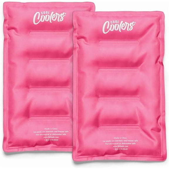 Cool Coolers by Fit   Fresh XL Soft Ice Packs for Lunch Bags & Coolers, Hot Pink, 2pk