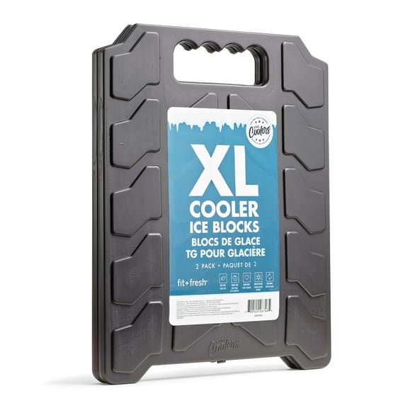 Cool Coolers by Fit + Fresh XXL Reusable Long Lasting Ice Packs For Coolers 10"x 13", Black, 2PK