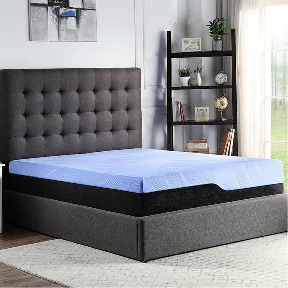 6-layer Full Mattress - Cooling Copper Foam And Coils Blue Breathable Cover For Sound Sleep 12" Ice With Comfort