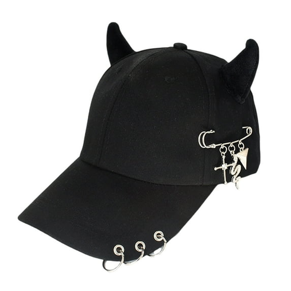 Cool Cotton Baseball Hat With Metal Rings Detail Adjustable Hip Hop Caps For Fashion Youth Trendy Accessory