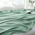 thumbnail image 1 of Cool Cotton Waffle Queen Size Blanket - Lightweight Breathable Summer Blanket of Rayon Derived from Bamboo for Hot Sleepers, Luxury Throws for Bed, Couch and Sofa, Grey, 43.31x59.05in Light Green, 1 of 8