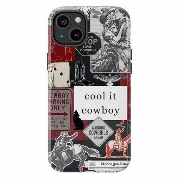 Cool It Cowboy Collage Phone Case, Vintage Western Cowboy & Cowgirl Design, Artistic Protective iPhone Cover for iPhone 17 16 15 14 13 12 11 Pro Plus Mini