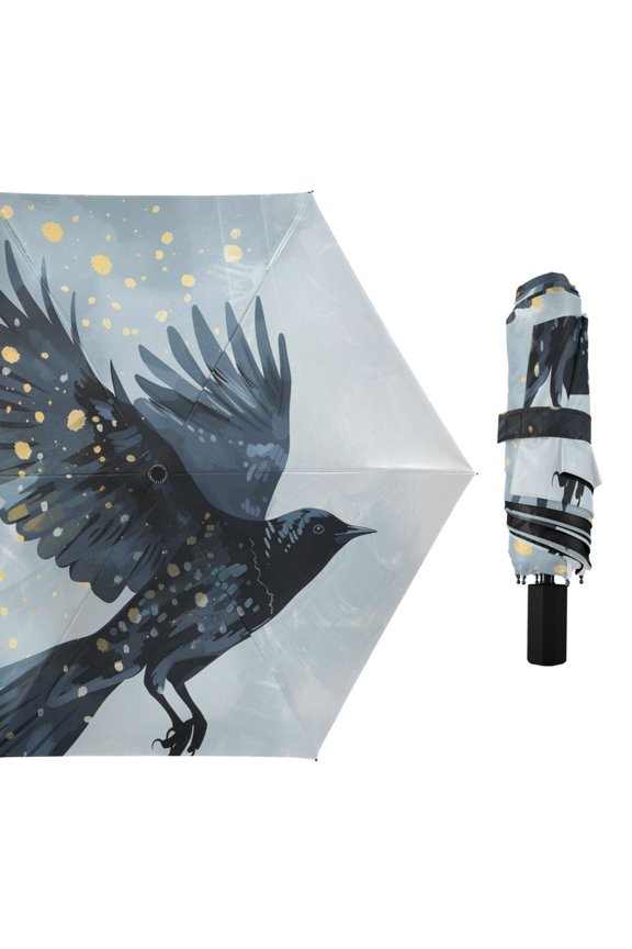 Cool Crow Flying Compact Sun Umbrella Windproof Travel Umbrellas for Rain Strong Portable UV Protection
