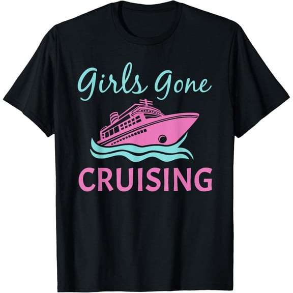 Cool Cruise Art For Girl Women Ladies Cruising Vacation Trip T-ShirtMen and women, Black T-shirt, size: Extra large