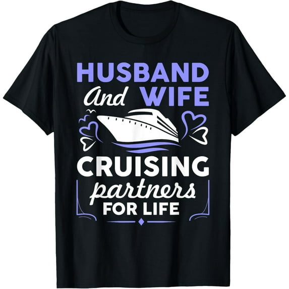 Cool Cruising Art For Men Women Husband Wife Matching Cruise T-Shirt
