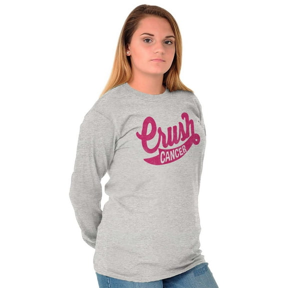 Cool Crush Breast Cancer Awareness Women Plus Size Long Sleeve Graphic Tee Brisco Brands 3X