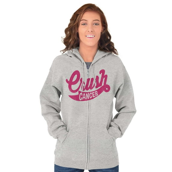 Cool Crush Breast Cancer Awareness Womens Plus Size Graphic Zipper Hoodie Brisco Brands 2X