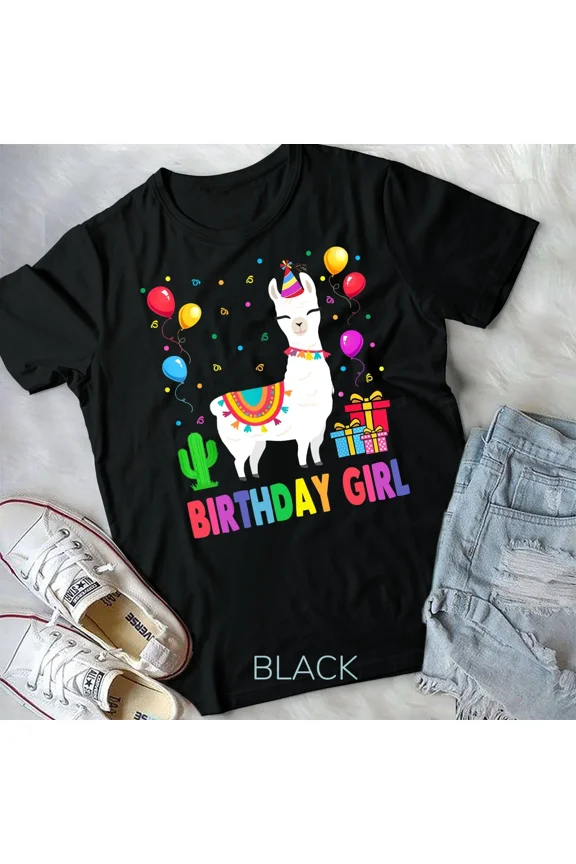 Cool Cute Alpaca Girls Birthday Party Animal Unisex Tshirt