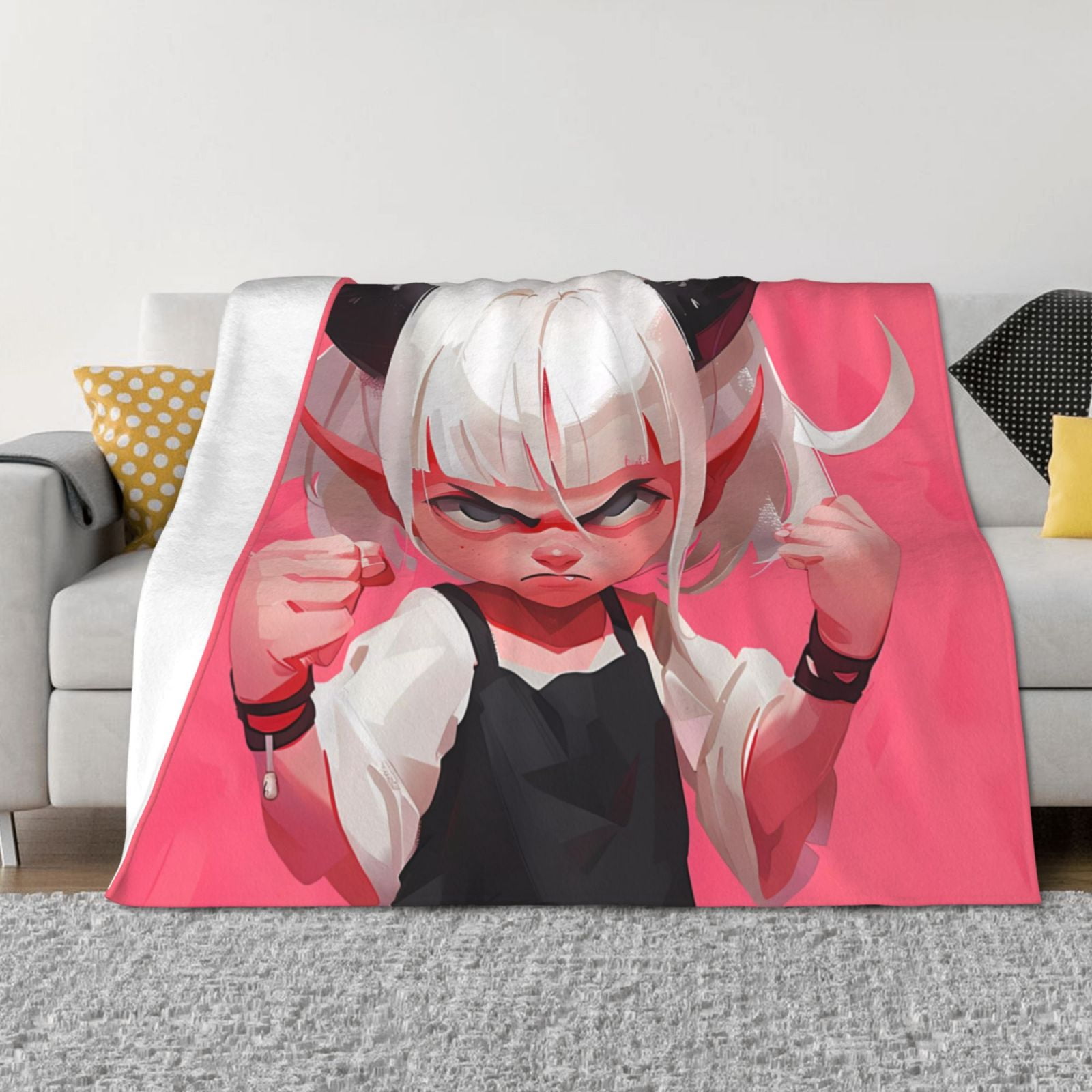 Cool Cute No.101 Throw Blanket for Couch, Soft Comfy Warm Plush Throw