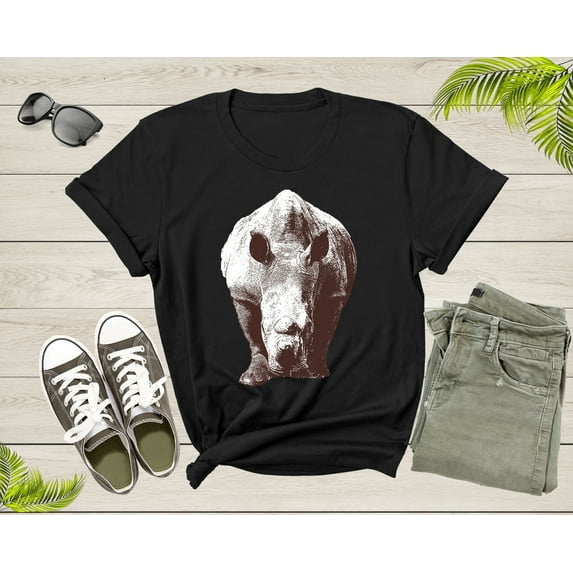 Cool Cute Walking Rhinoceros Hippopotamus Hippo Rhino Animal T-Shirt Rhino Shirt for Men Women Kids Boys Girls Teens Graphic Gift Tshirt
