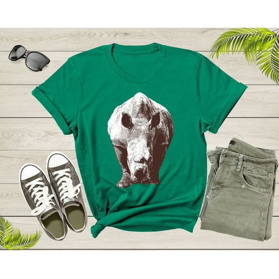 Cool Cute Walking Rhinoceros Hippopotamus Hippo Rhino Animal T-Shirt Rhino Shirt for Men Women Kids Boys Girls Teens Graphic Gift Tshirt