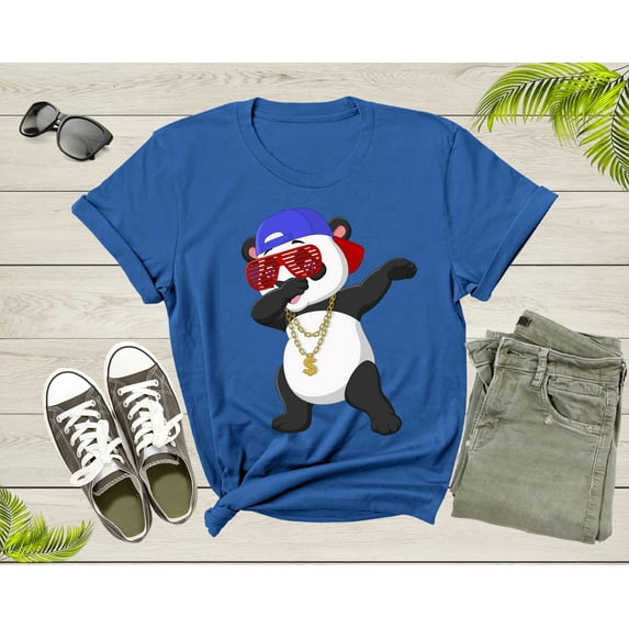 Cool Dabbing Dancing Panda Wearing Sunglasses Hat Necklace T-Shirt Panda Shirt for Men Women Kids Boys Girls Teens Graphic Gift Tshirt