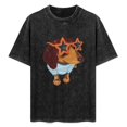 thumbnail image 1 of Cool Dachshund in Star Sunglasses and Blue Stripe Shirt Graphic T-Shirt Vintage Distressed Crewneck Top, 1 of 7