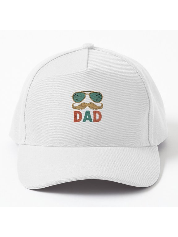 Cool Dad Stache and Shades Baseball Cap, Mustache Sunglasses Father Graphic Design, Classic Hat