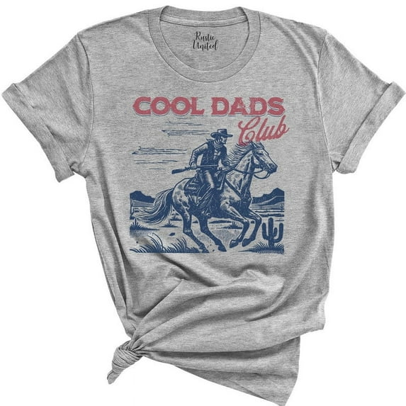 Cool Dads Club T-Shirt – Vintage Cowboy Dad Tee – Western Gift for Fathers(LIGHT GREY HEATHER,4XLarge)