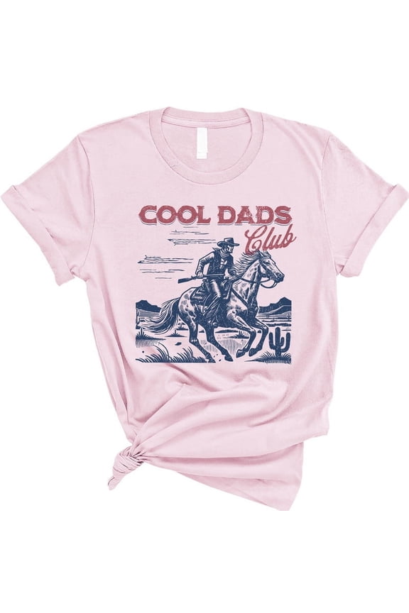 Cool Dads Club T-Shirt – Vintage Cowboy Dad Tee – Western Gift for Fathers(PINK,2XLarge)