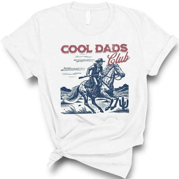 Cool Dads Club T-Shirt – Vintage Cowboy Dad Tee – Western Gift for Fathers(WHITE,Medium)