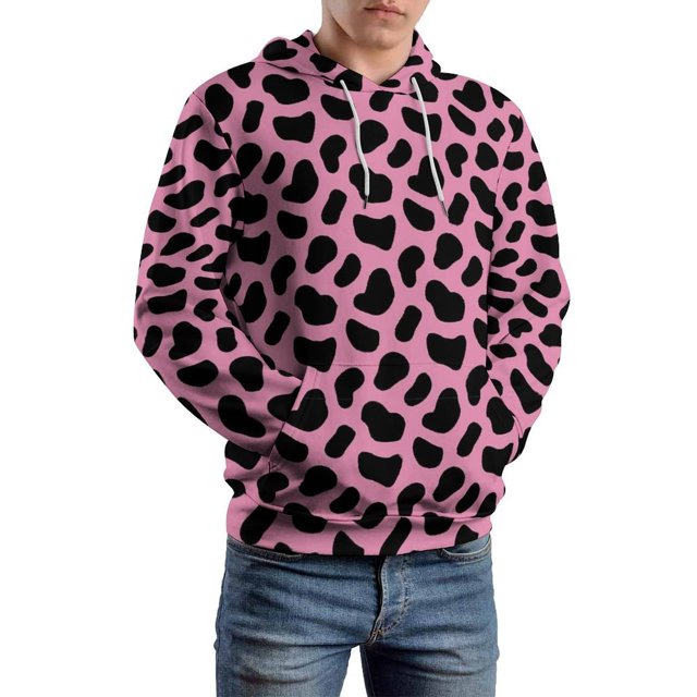 Cool Dalmatian Casual Hoodies LongSleeve Black Polka Dots Elegant