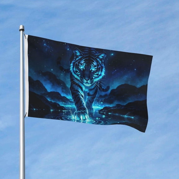 Cool Dark Tiger Garden Flags for Outside 3x5 Ft Large House Flag Housewarming Gift Flag Double Sided Funny Wildlife Tiger Flags Gifts for Women Men Dad Tiger Lovers Yard Outdoor Patio Decor