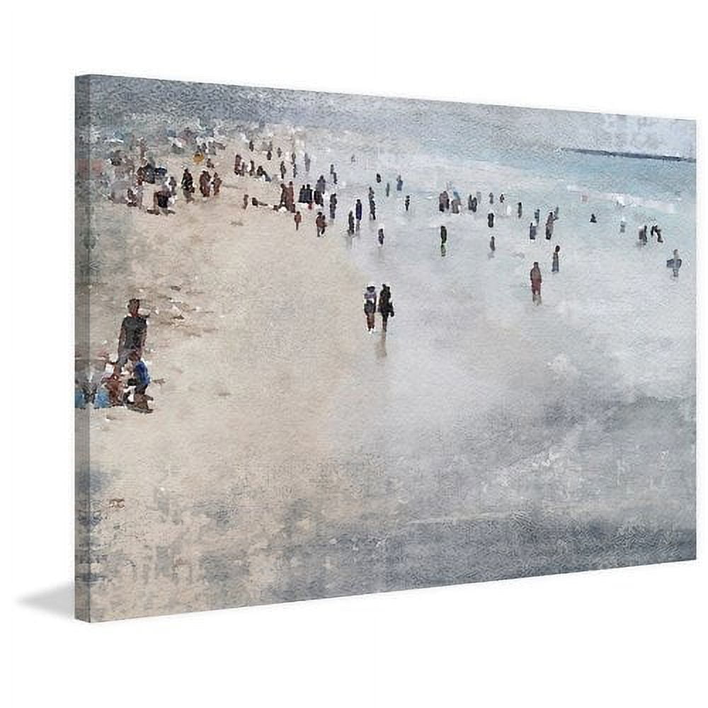 "Cool Day on the Beach" Painting Print on Wrapped Canvas