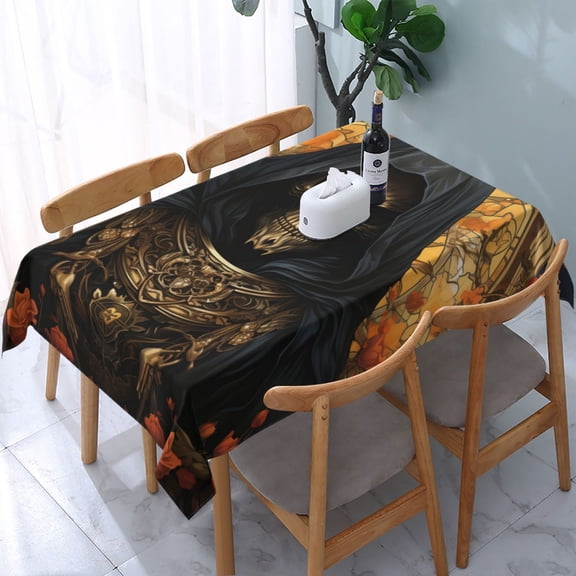 Cool Death Skull Grim Reaper Art Rectangular Tablecloth 54"x 72" Waterproof Rectangle Table Cover Cloth for Kitchen Dining Room Picnic Home Party