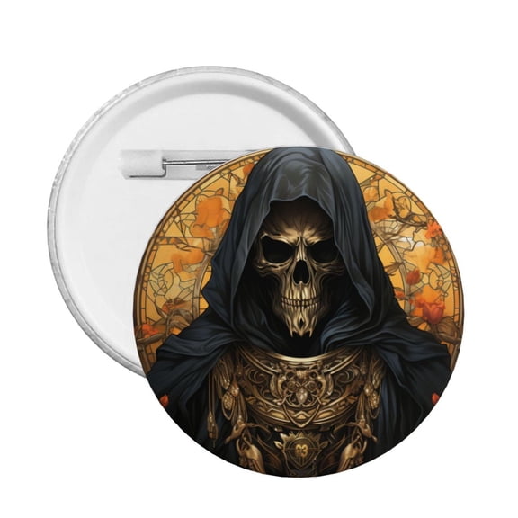 Cool Death Skull Grim Reaper Art Round Button Pin Badge 5PCS Pinback Buttons Lapel Pin for Jacket, Backpack, Hat, Party Favor, Gift