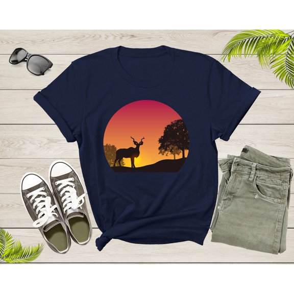 Cool Deer Looking at Sunset Forest Hiking Men Women Kids T-Shirt Deer Animal Shirt Antelope T Shirt