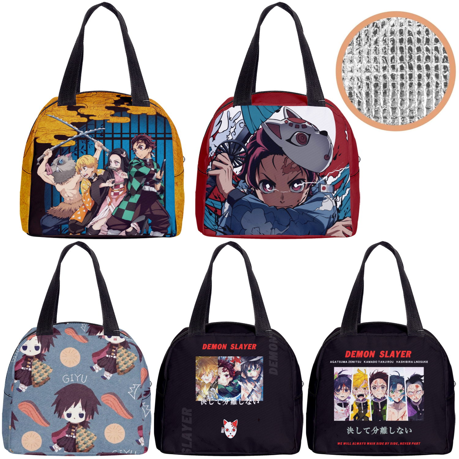Cool Demon Slayer Lunch Bag Students Lunch Box Bag(1)