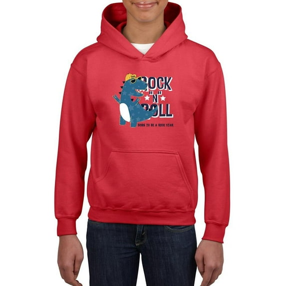 Cool Dino Born To Be Rockstar Hoodie Juniors -Image by Shutterstock, Small