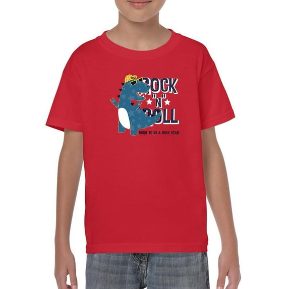 Cool Dino Born To Be Rockstar T-Shirt Juniors -Image by Shutterstock, Large