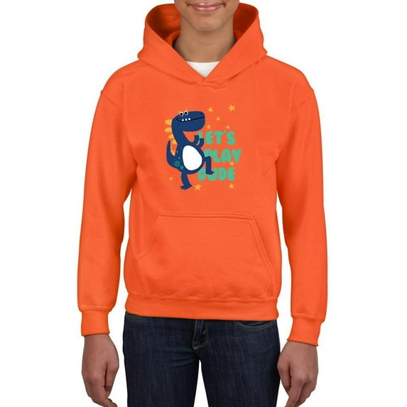 Cool Dino Lets Play Dude Hoodie Juniors -Image by Shutterstock, Large