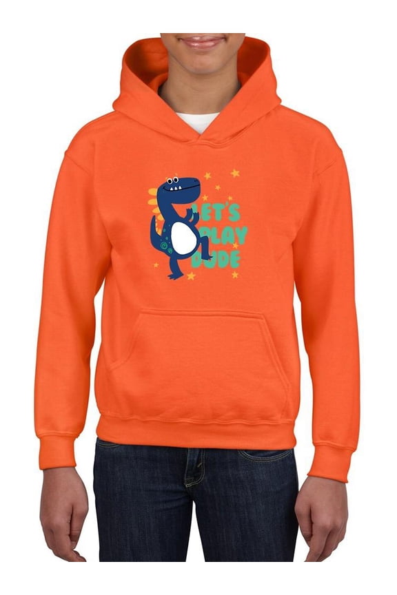 Cool Dino Lets Play Dude Hoodie Juniors -Image by Shutterstock, Medium