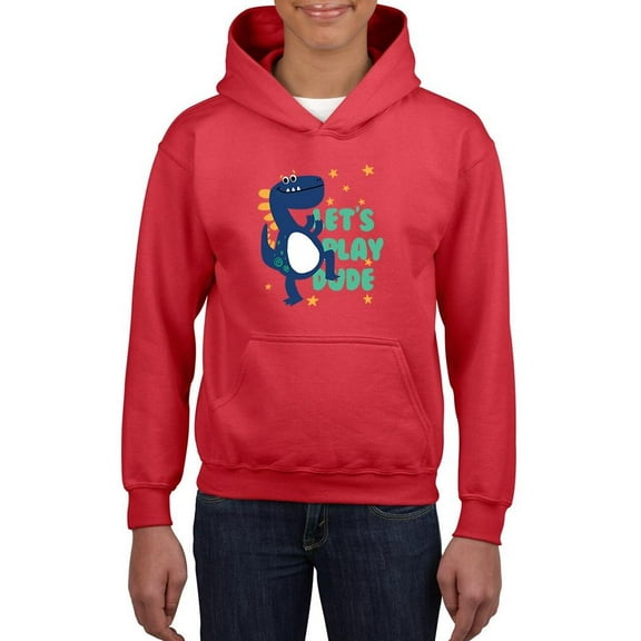 Cool Dino Lets Play Dude Hoodie Juniors -Image by Shutterstock,  x-Large