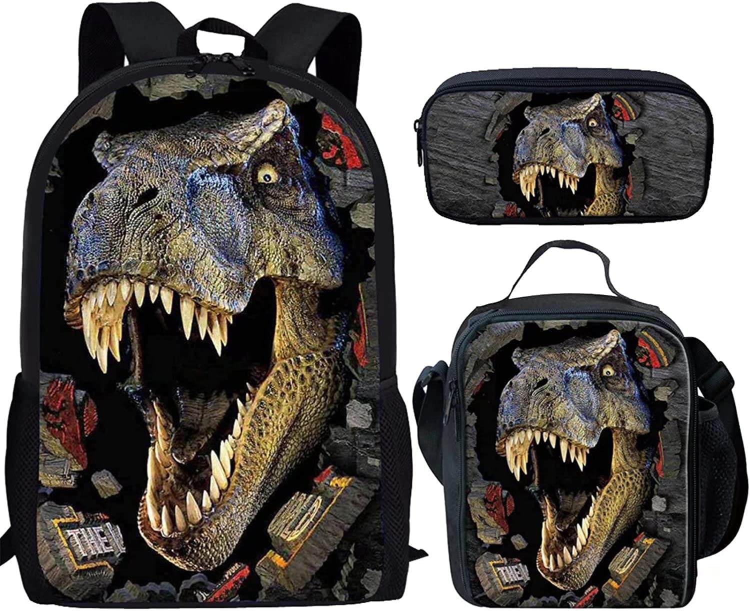 Cool Dinosaur Backpack Set with Schoolbag Shoulder Bag Pencil Case