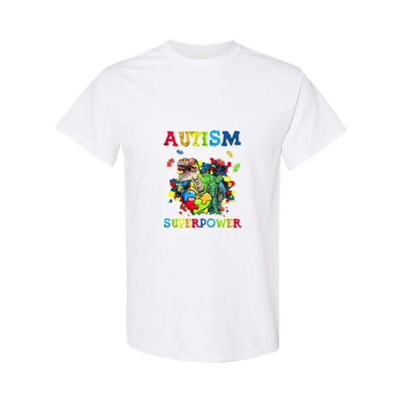 Cool Dinosaur Graphic Autism Is My Superpower Awareness Gift Unisex T-Shirt, for men & women, up to size 5XL