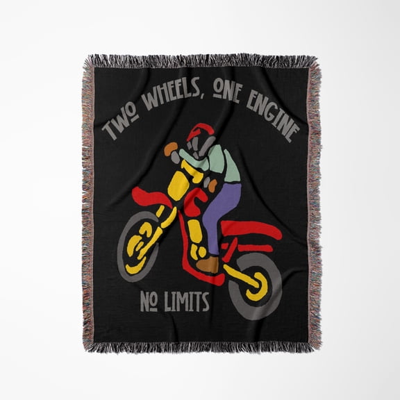 Cool Dirt Bike Off Road Motorcycle 2 Wheels 1 Engine No Limits, Woven Blanket