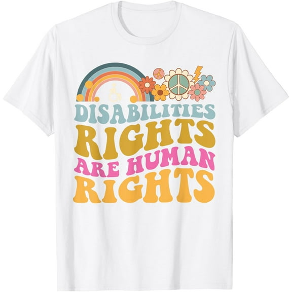 Cool Disability Rights Are Human Rights Support Caregivers T-ShirtMen and women can wear white T-shirts, gifts. Age: M,,L,XL,2XL,3XL, 53XL