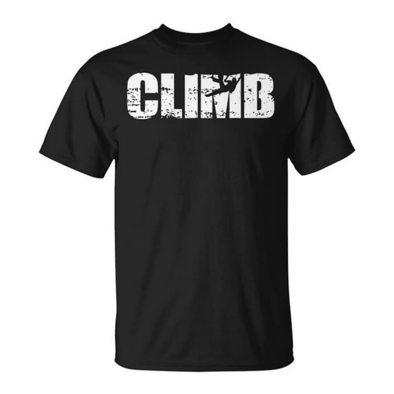 Cool Distressed Climbing Graphic Tee Unisex Adult Cotton Shirt for Rock Climbers and Outdoor Enthusiasts Casual Wear Gift, Size S, Color Black