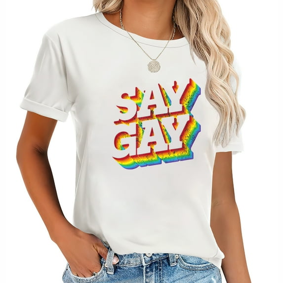 Cool Distressed & Retro Rainbow Say Gay For Lgbt Pride Month T-Shirt