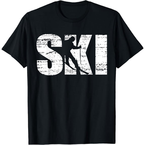 Cool Distressed Skiing T-Shirt for skiers