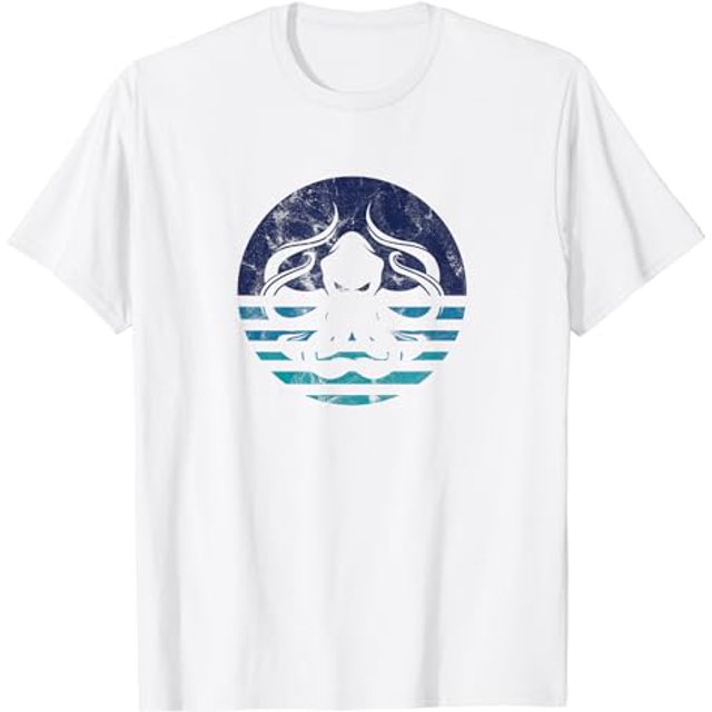 Cool Distressed Vintage Octopus Scuba Diver Surfer TShirt